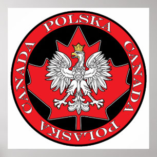 Round Polska Canada Leaf Poster