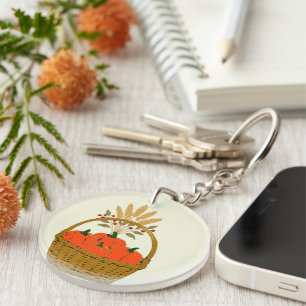 Round Pumpkins & Wheat Basket Keychain