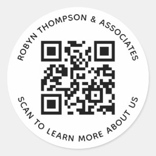 Round QR Code Stickers Custom Business White