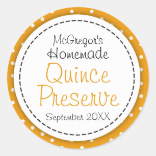 Round Quince preserve or jam jar food label