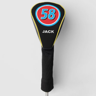 Round race car number logo personalized golf head cover
