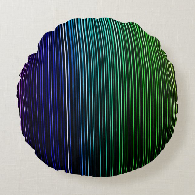 Round Rainbow Light Stripes Cushion (Front)