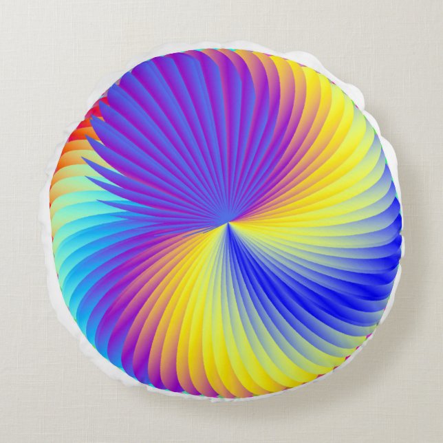 Round Rainbow Petal Powered Pillow (Front)