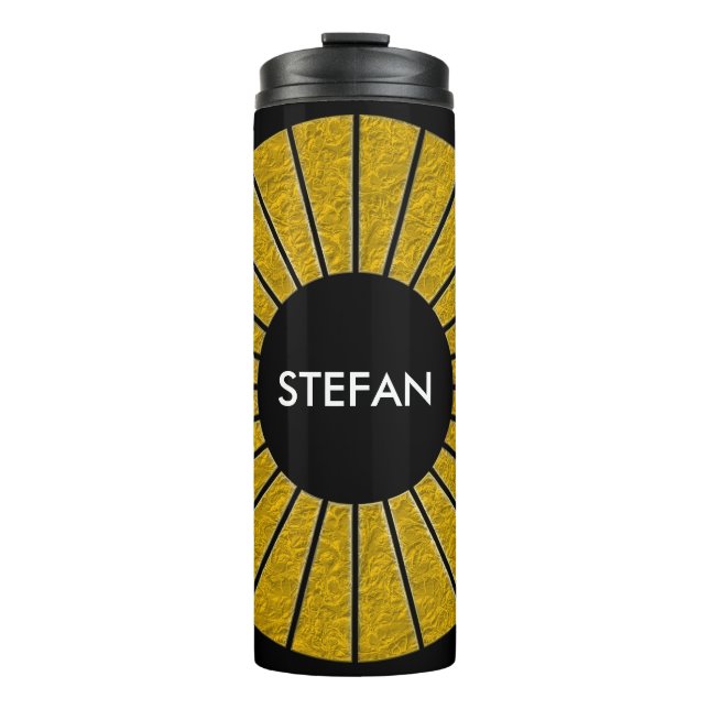Round Rays Frame gold + your backgr. & ideas Thermal Tumbler (Front)
