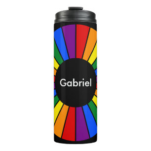Round Rays Frame RAINBOW + your backgr. & ideas Thermal Tumbler