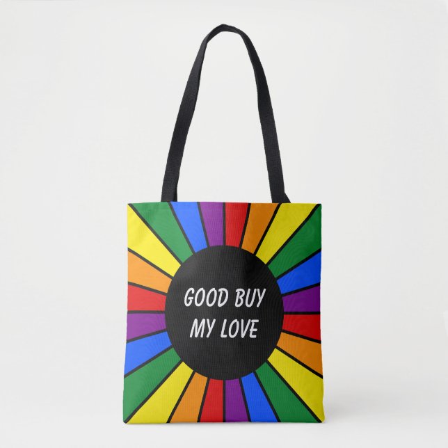 Round Rays Frame Rainbow + your backgr. & ideas Tote Bag (Front)