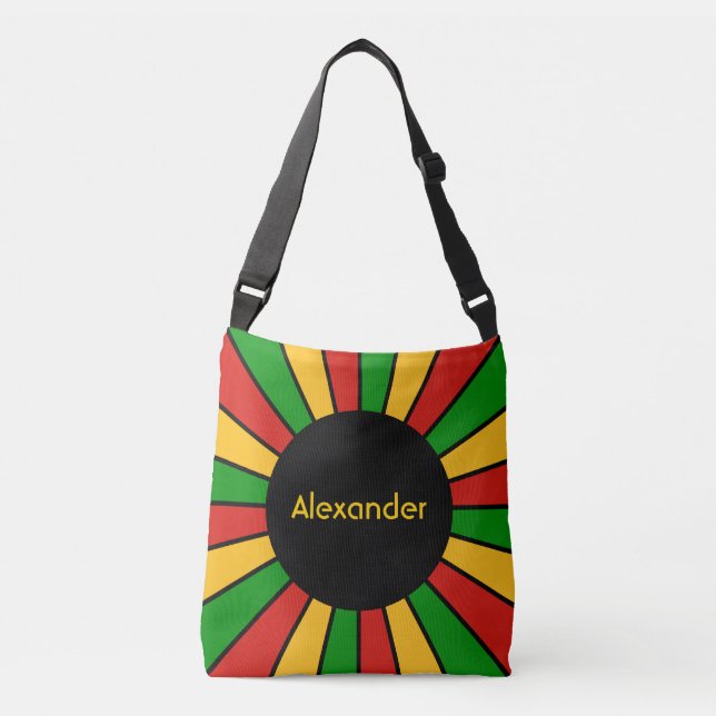 Round Rays Frame Rastafari + your backgr. & ideas Crossbody Bag (Front)