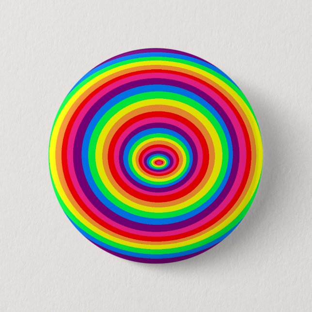 Round reason psychedelic rainbow swipes in 6 cm round badge (Front)