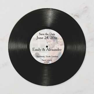 Round Record Personalised Photo Save the Date