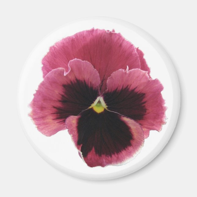 Round Red Pansy Magnet (Front)