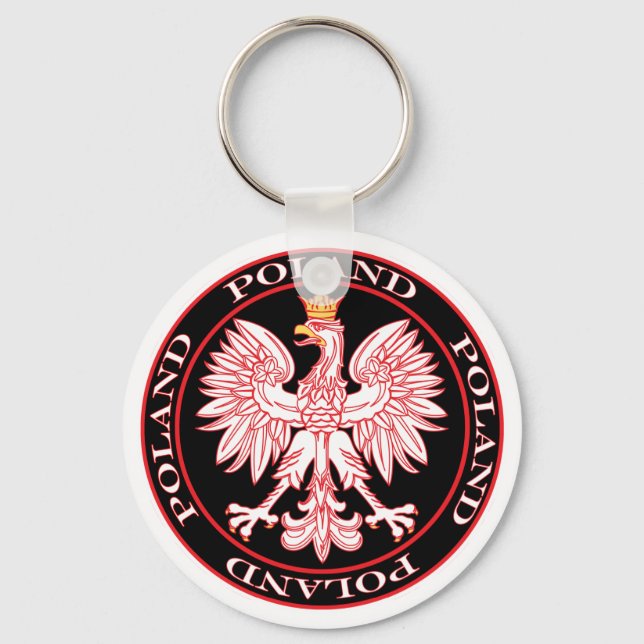 Round Red Polish Eagle Key Ring (Front)