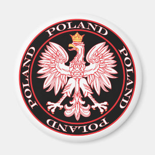 Round Red Polish Eagle Magnet