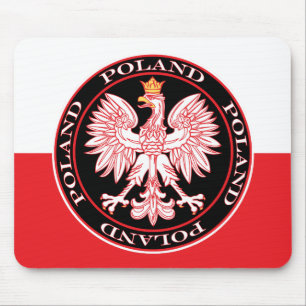 Round Red Polish Eagle Mouse Pad