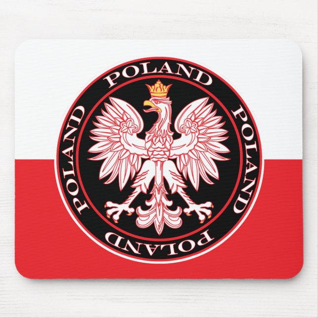 Round Red Polish Eagle Mouse Pad (Front)