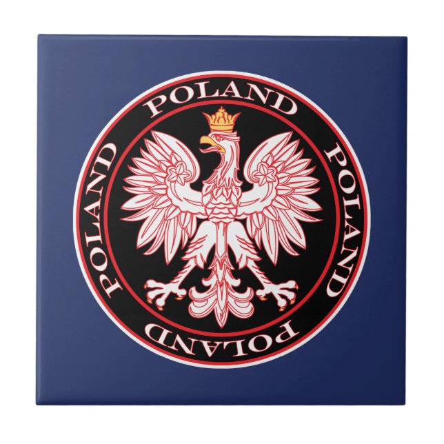 Round Red Polish Eagle Tile (Front)