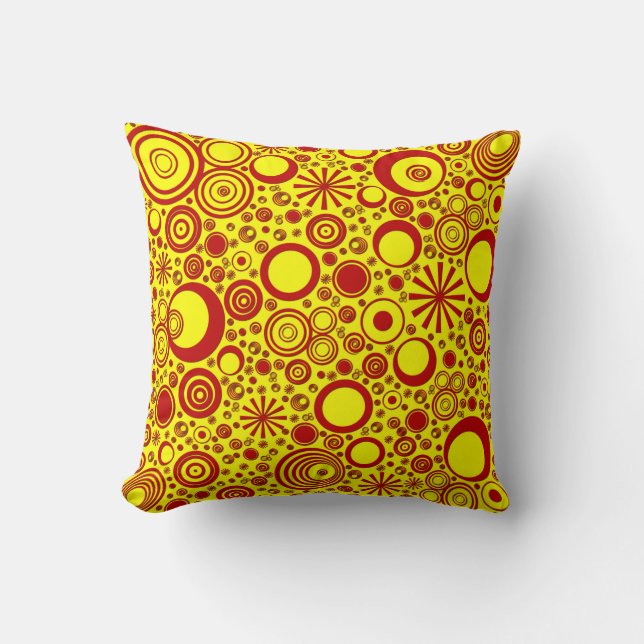 Round Red-Yellow Throw Pillow (Front)