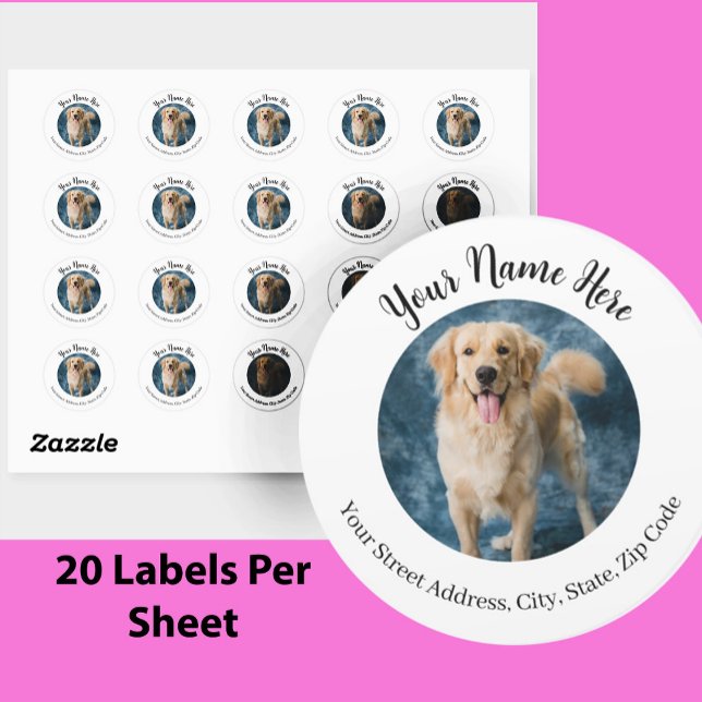 Round Return Address Label Custom Dog Photo (Creator Uploaded)