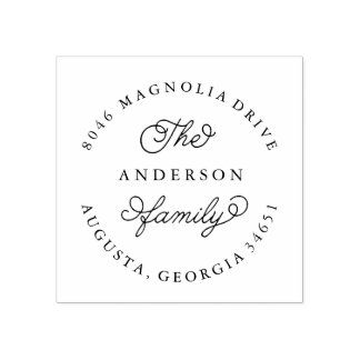 Round Return Address Stamp for Family New Address