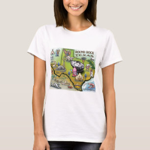 Round Rock Texas Cartoon Map T-Shirt