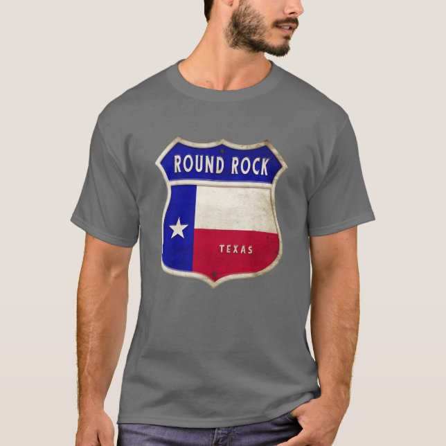 Round Rockeas Crest Flag Design funny T-Shirt (Front)