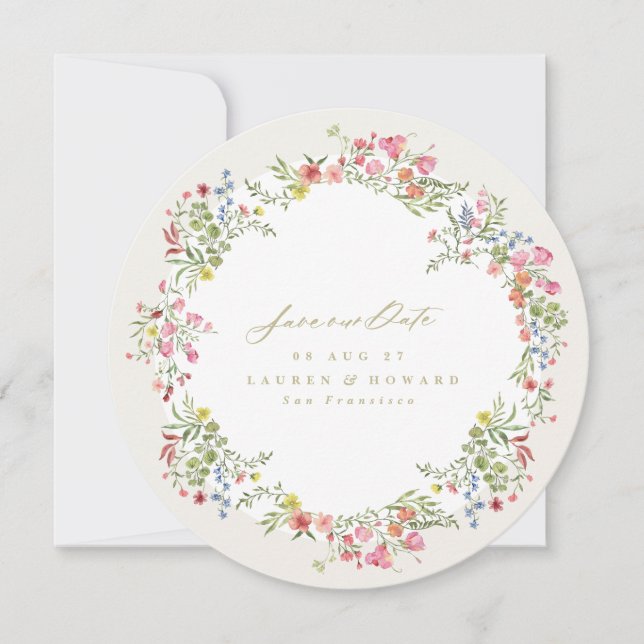 round romantic no photo floral arch spring wedding save the date (Front)
