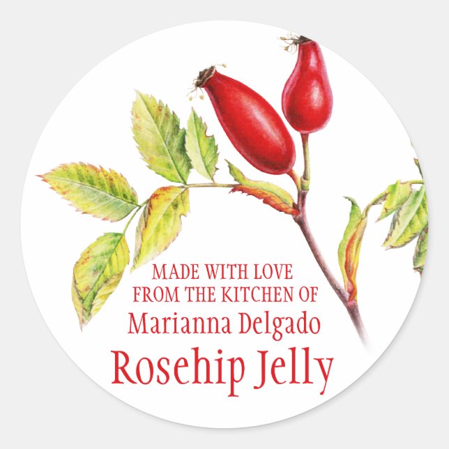 Round Rosehip Jelly baking gift stickers (Front)