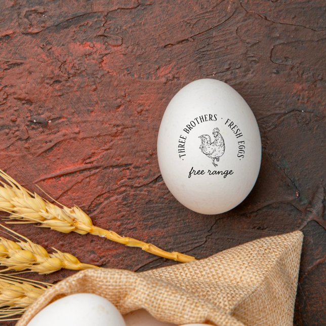 Round Rustic Custom Farm Name | Information Egg  Rubber Stamp (Creator Uploaded)