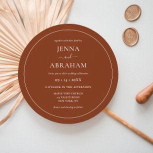 Round Rustic Minimal Terracotta Wedding Invitation