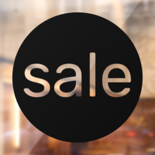 Round sale sign black transparent window cling