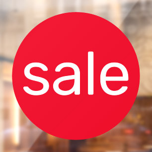 Round sale sign white red