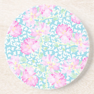 Round Sandstone Coaster, Roses and Butterflies Coaster