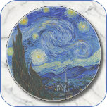 ROUND Sandstone COASTER - "Starry Night" -van Gogh<br><div class="desc">An image of "Starry Night" (1898) by Vincent van Gogh is featured on this round Sandstone Coaster. ►The image cannot be removed or replaced. ►Customise/personalise by adding custom text in your choice of font (style, colour, size), or an additional image or a logo. Makes a colourful and interesting gift. ►Design...</div>