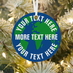 Round save planet earth world map custom metal tree decoration