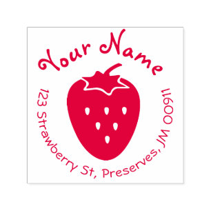 Round Self Inking Strawberry Address Stamp Custom
