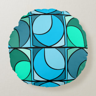 Round seventies blue cushions