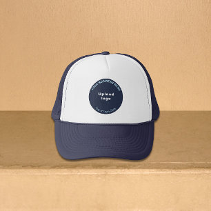 Round Shape Business Brand on Navy Blue and White Trucker Hat