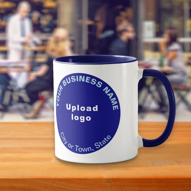 Round Shape Business Brand on Navy Blue Combo Mug (Build brand name awareness. Navy blue combo mug with round shape business brand.)
