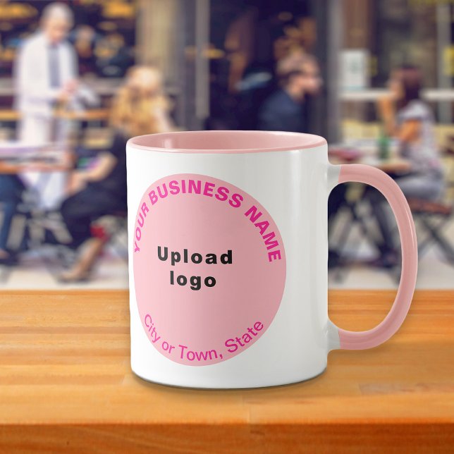 Round Shape Business Brand on Pink Combo Mug (Build brand name awareness. Pink combo mug with round shape business brand.)