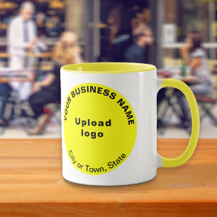 Round Shape Business Brand on Yellow Combo Mug