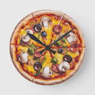 Round Shape Pizza Clock