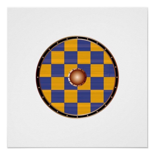 Round Shield With the Flag Of Surrey Poster (Front)