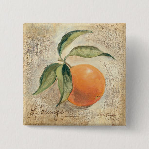 Round Shiny Orange Fruit 15 Cm Square Badge