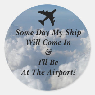 Round Ship Airport Classic Round Sticker