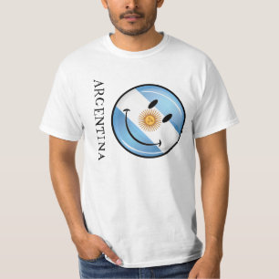 Round Smiling  Argentine Flag T-Shirt