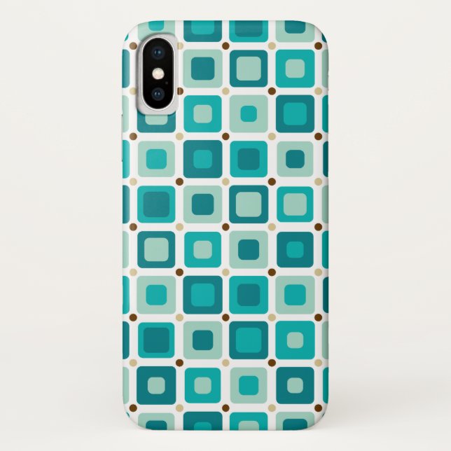 Round Squares Pattern Blue Case-Mate iPhone Case (Back)
