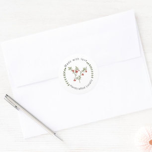 Round Sticker Business Handmade Handcrafted Floral