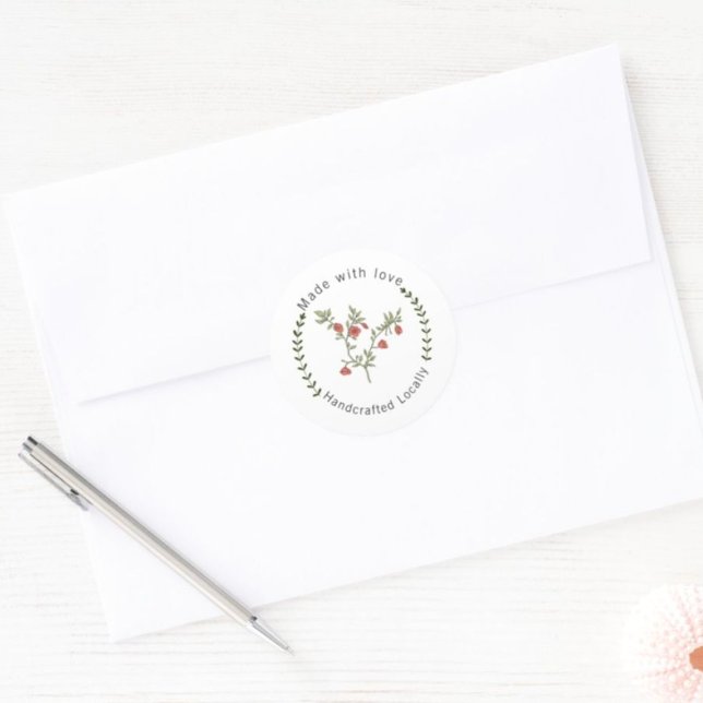 Round Sticker Business Handmade Handcrafted Floral (Creator Uploaded)