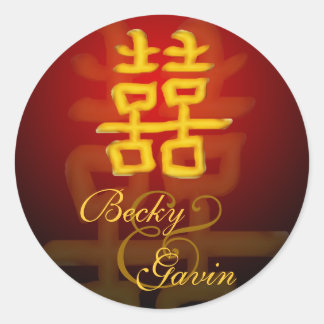 Round Sticker Chinese Double Happiness