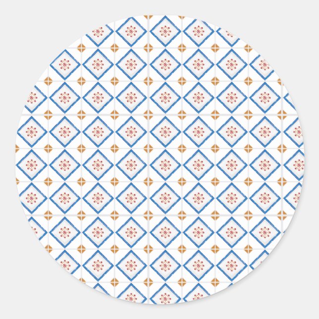 Round sticker design with a white background (Front)