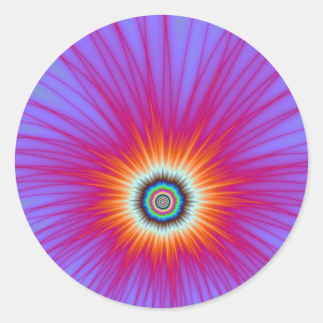 Round Sticker   Explosion in Pink Blue and Red (Front)